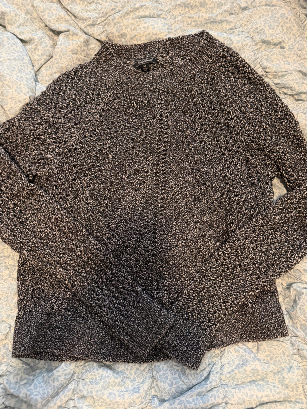Lucky Brand Black and White Marled Crewneck Sweater